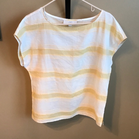 LOFT Tops - LOFT White and Pastel Orange Striped Top